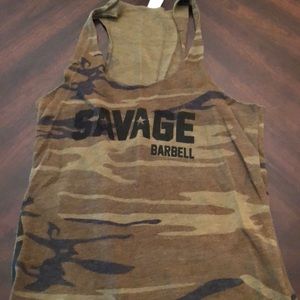 Savage barbell camo tank